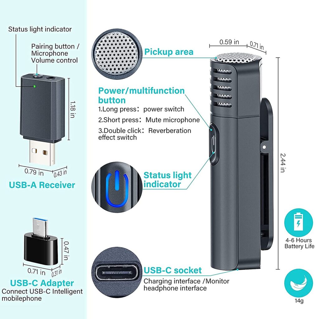 UooEA Wireless Lavalier Microphone 65% OFF